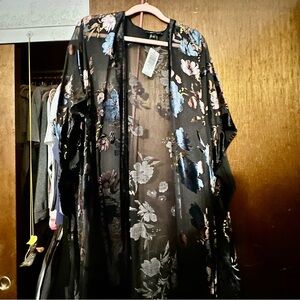 Torrid Black Floral Kimono